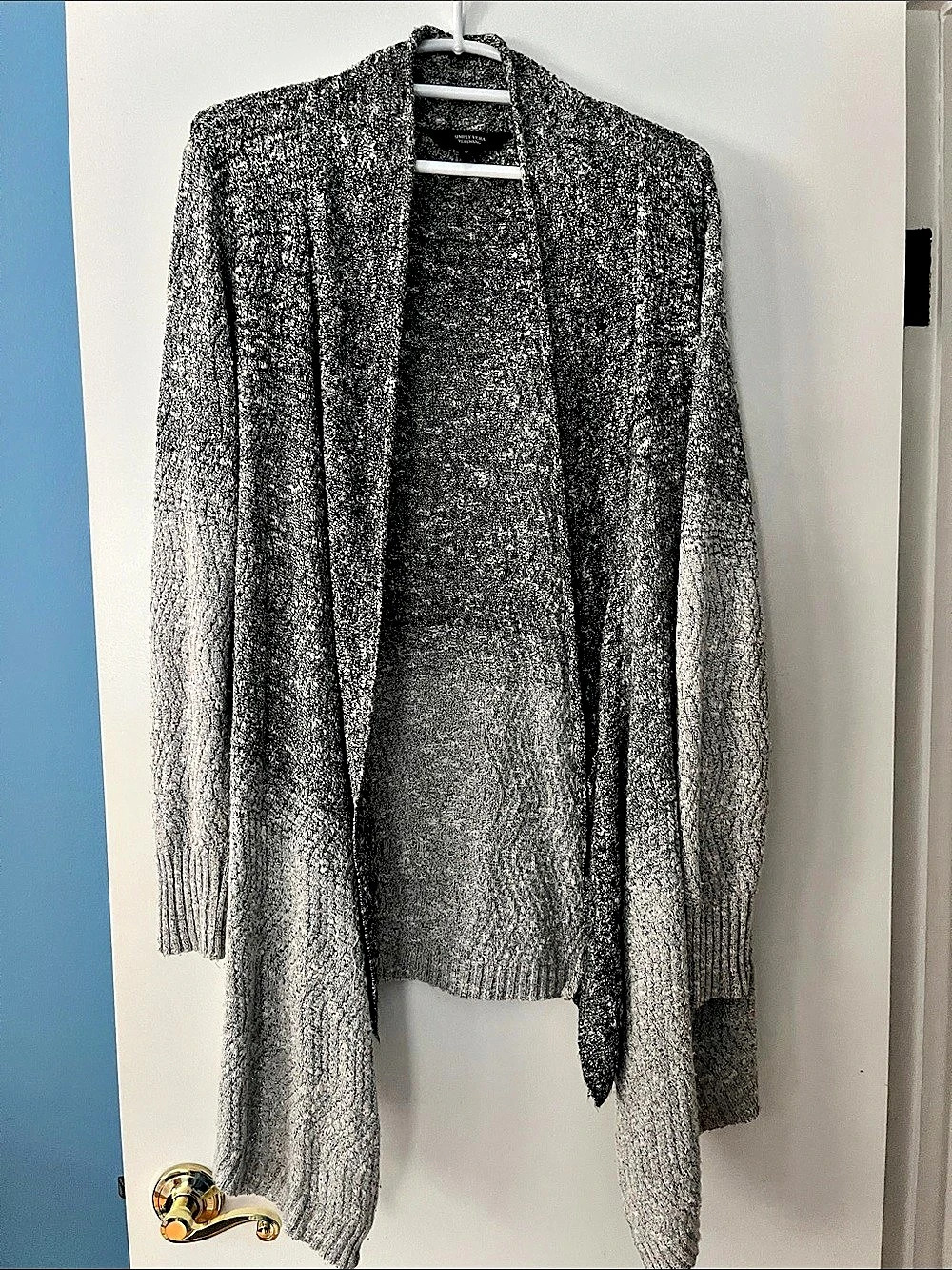 Simply Vera Wang Open-Front Ombre Cardigan Gray & Black XL